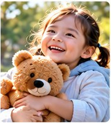 A young child hugging a teddy bear